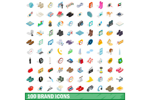 100 Brand Icons Set, Isometric 3D Style: Strategic Applications for Professionals