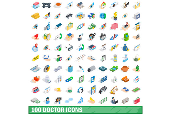 100 Doctor Icons Set, Isometric 3D Style: A Practical Visual Resource for Modern Healthcare Communication