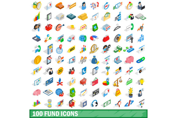 100 Fund Icons Set, Isometric 3D Style: A Strategic Resource for Clear Communication and Visual Impact