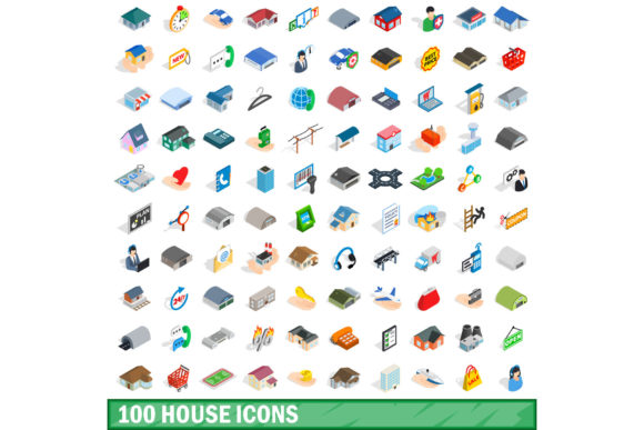 100 House Icons Set, Isometric 3D Style: A Practical Resource for Visual Communication