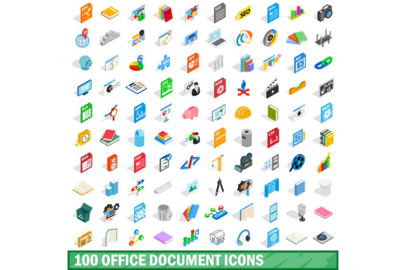 100 Isometric Office Document Icons for Modern Projects