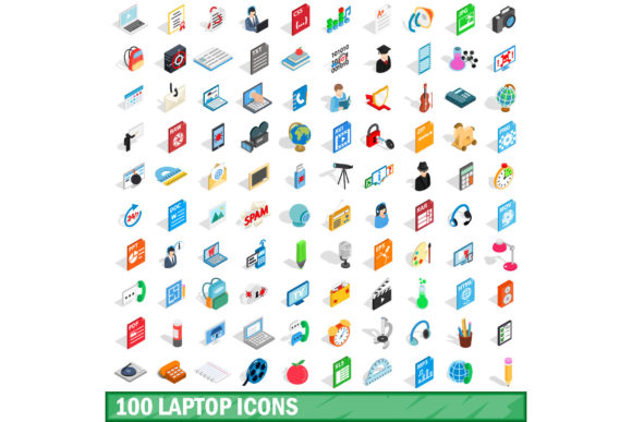 100 Laptop Icons Set, Isometric 3d Style: Practical Uses for Creators, Entrepreneurs, and Everyday Users