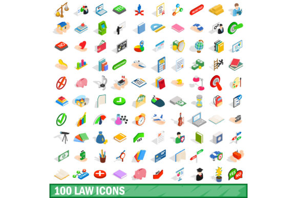 100 Law Icons Set, Isometric 3D Style: A Practical Guide to Choosing and Using Legal Iconography