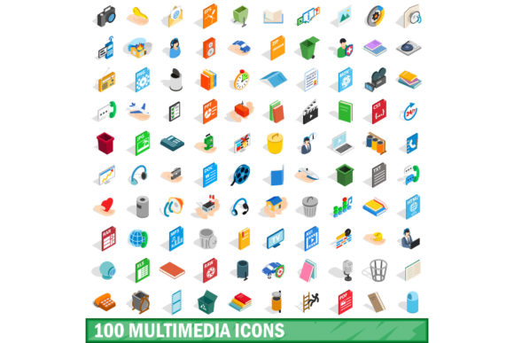 100 Multimedia Icons Set for Modern Design