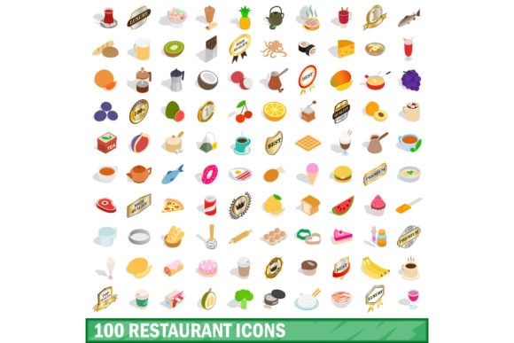 100 Restaurant Icons Set for Creative Projects