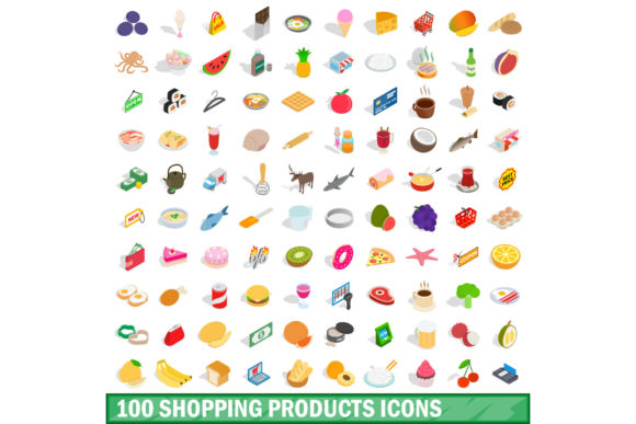 100 Shopping Products Icons Set: A Practical Asset for Streamlined Visual Communication