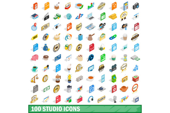 100 Studio Icons Set, Isometric 3d Style: A Versatile Visual Toolkit for Modern Creatives
