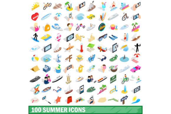 100 Summer Icons Set, Isometric 3D Style: A Strategic Asset for Visual Communication