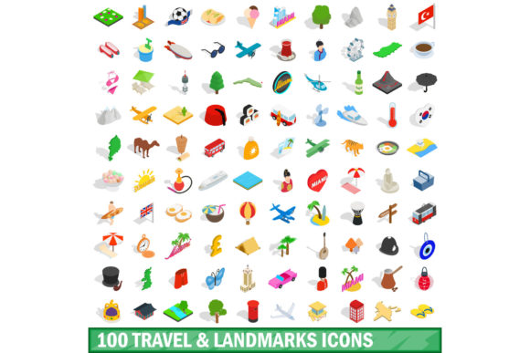 100 Travel Landmarks Icons Set: A Visual Toolkit for Global Exploration