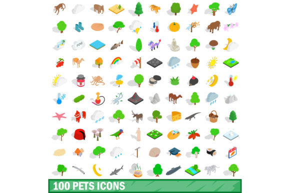 Elevate Your Design Projects with the 100 Pets Icons Set in Isometric 3D Style
