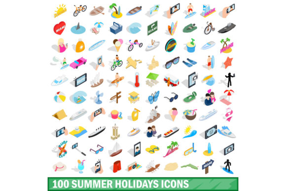 Evaluating the 100 Summer Holidays Icons Set, Isometric for Your Design Projects