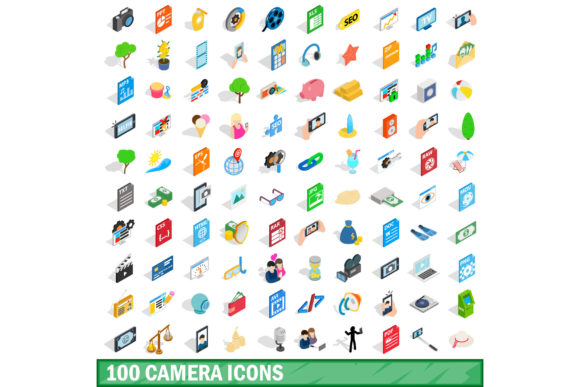 Isometric 3D Camera Icons for Designers