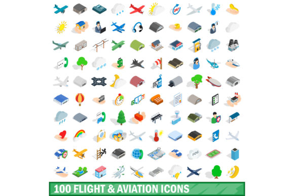 Navigating Visual Communication: The Power of the 100 Flight Aviation Icons Set, Isometric