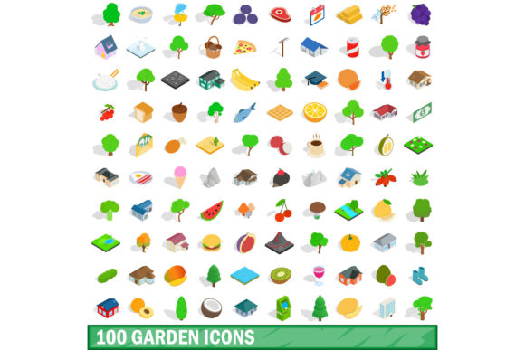 The 100 Garden Icons Set, Isometric 3d Style as a Strategic Asset