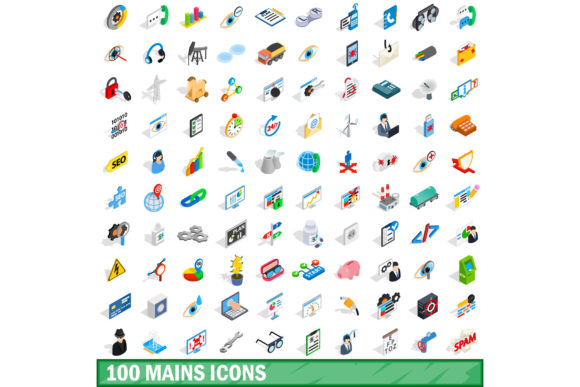 The 100 Mains Icons Set, Isometric 3D Style: Your Go-To Resource for Consistent Visuals