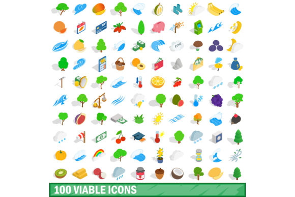 Unlock Visual Impact with the 100 Viable Icons Set in Isometric 3D Style