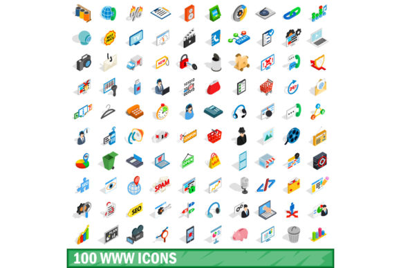 Www Icon Set Isometric 3D Style